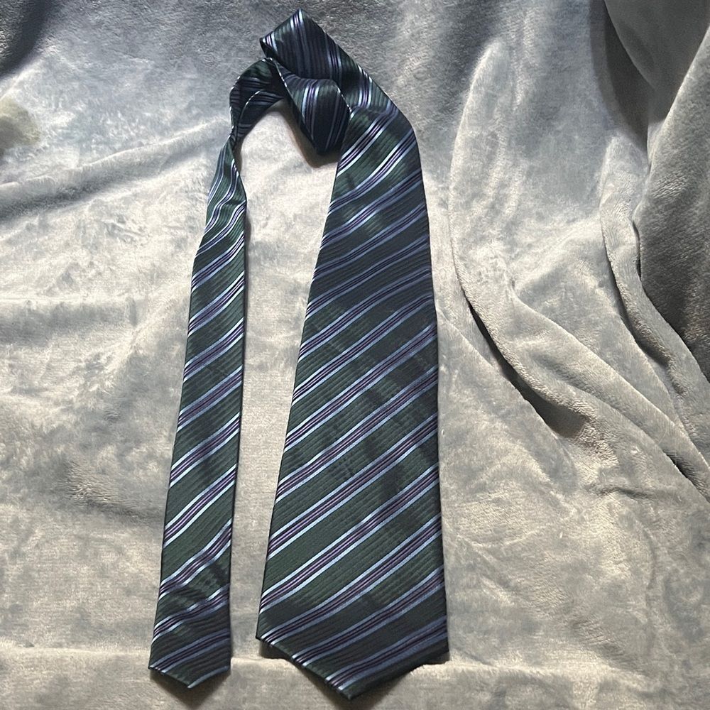Classic Navy and Green Striped Men's Tie